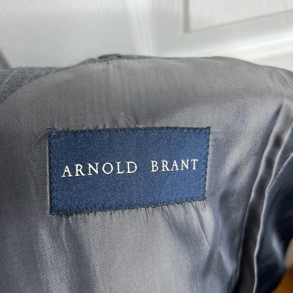 Arnold Brant Saks 44R Wool Cashmere Gray Blue Stripe Sports Coat Jacket 44 R